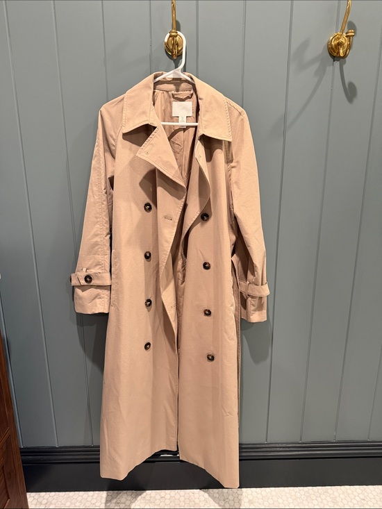 H&M Jackets & Blazers - H&M Double-Breasted Long Trench Coat - Light Beige